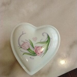 Heart-Shaped Floral Trinket Dish